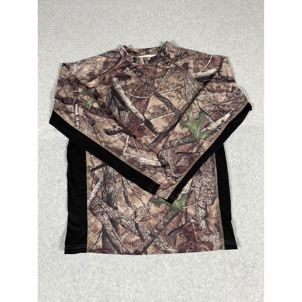 Silvertec Mens Camo Long Sleeve Performance Shirt Medium Tree Leaf Camouflage
